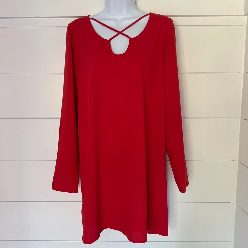 Leith Red Long Sleeve Dress, Women’s S - Picture 1 of 4